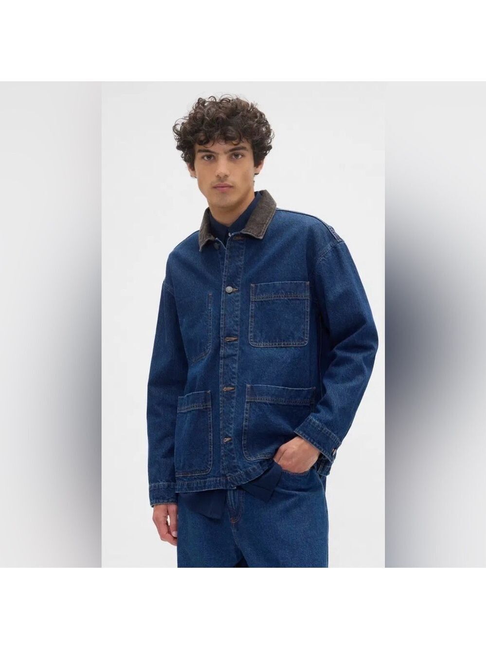 Gap Relaxed Dark Wash Denim Barn Chore Outdoors Gorpcore Jacket Coat NWOT M